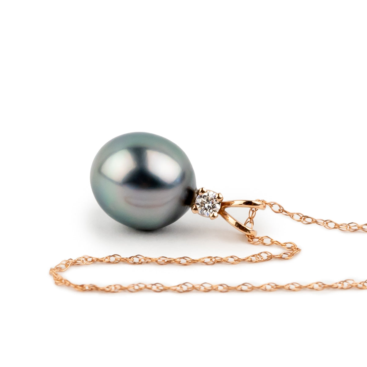 Tahitian Pearl & Diamond Light Pastel Étoile Necklace on 10K Rose Gold