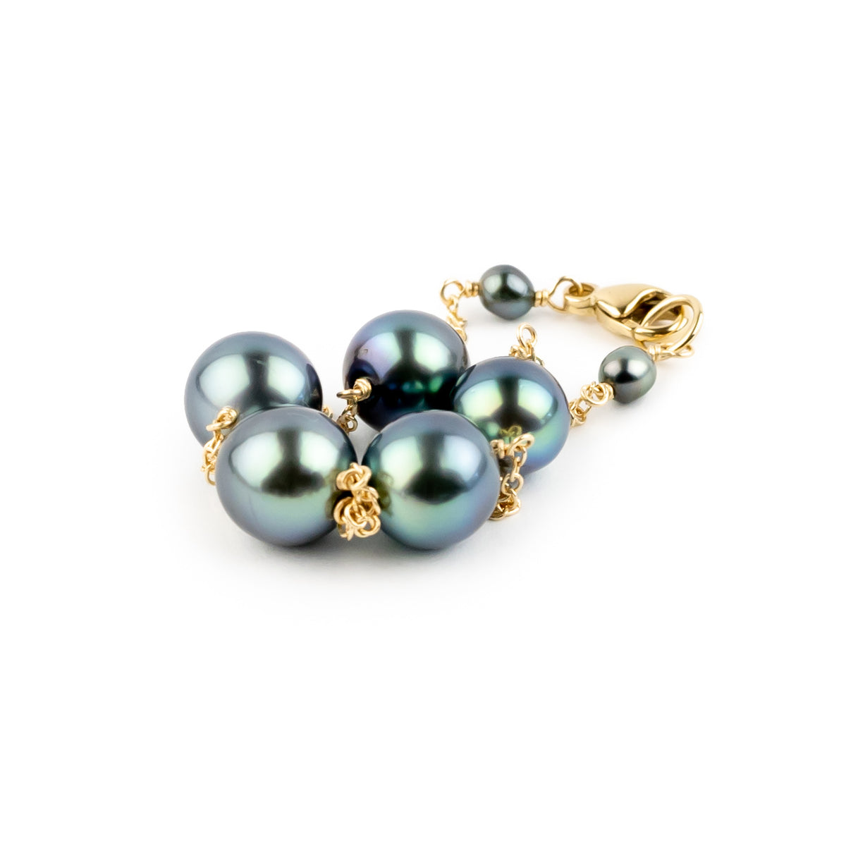 Blue Crush Tahitian Pearl Tin Cup Bracelet on 14K Yellow Gold