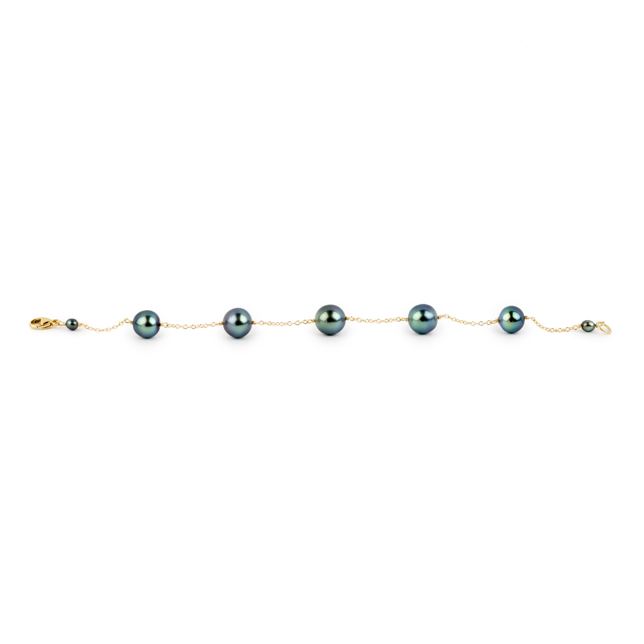 Blue Crush Tahitian Pearl Tin Cup Bracelet on 14K Yellow Gold