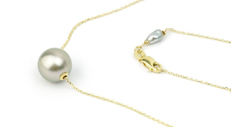 Light Pink Peacock 10.5mm Tahitian Pearl Solitaire Necklace