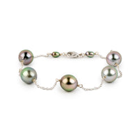 Watercolor Tahitian Pearl Tin Cup Bracelet on 14k White Gold