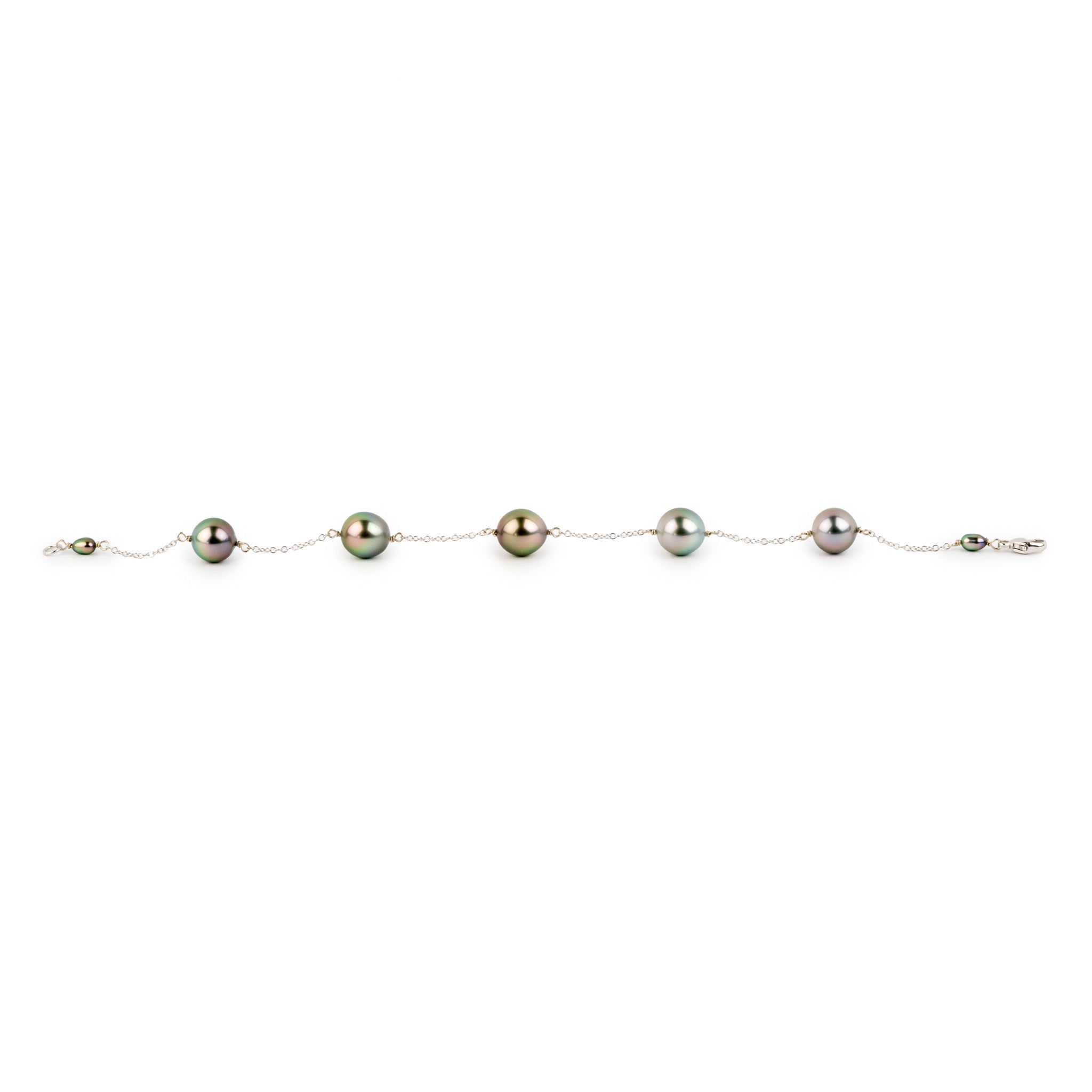Watercolor Tahitian Pearl Tin Cup Bracelet on 14k White Gold