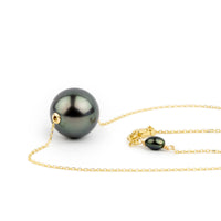 Indigo Twilight 13.4mm Pearl Solitaire Necklace on 14K Yellow Gold