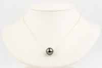 Indigo Twilight 13.4mm Pearl Solitaire Necklace on 14K Yellow Gold