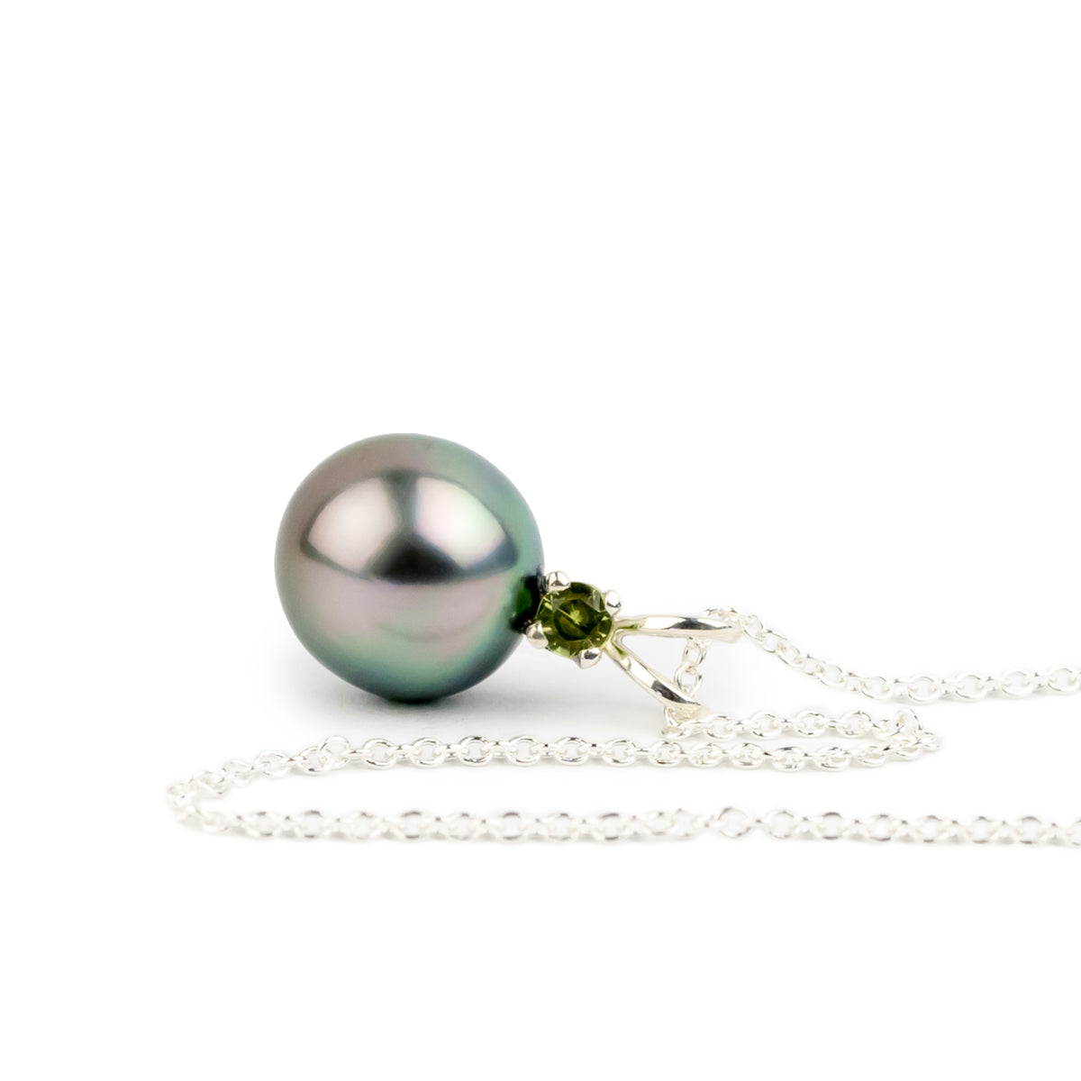 Pearl & Peridot Cotton Candy Glow Étoile Necklace on Sterling Silver