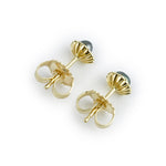 Dark Green Keshi Pearl Seashell Stud Earrings