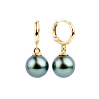 Lagoon Blue Tahitian Pearl Huggie Hoop Earrings