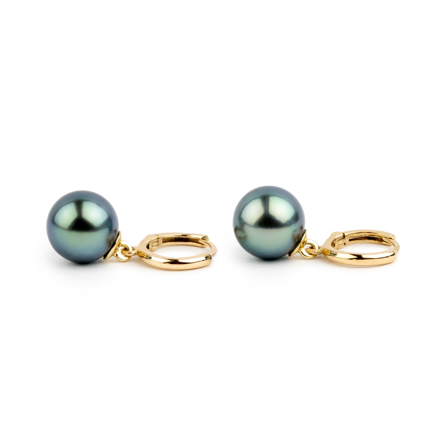 Lagoon Blue Tahitian Pearl Huggie Hoop Earrings
