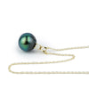 Tahitian Pearl & Opal Bright Blue-Green Étoile Necklace on 10K Gold