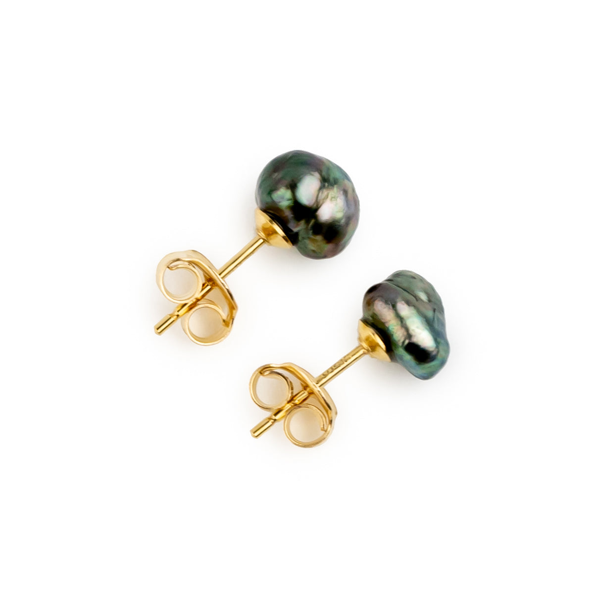 Oil Slick Keshi Pearl Stud Earrings