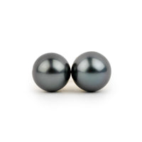 Dark Chrome 9-9.4mm Tahitian Pearl Stud Earrings
