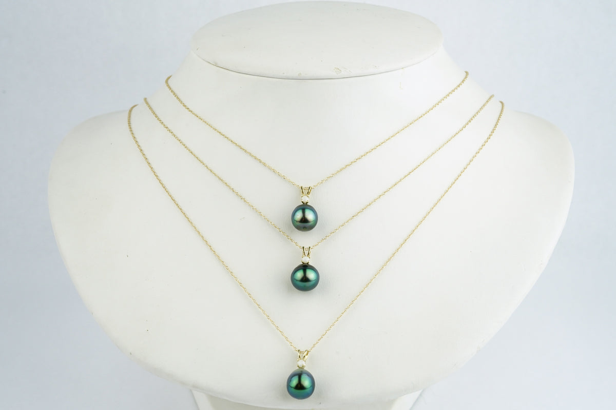 Tahitian Pearl & Opal Bright Blue-Green Étoile Necklace on 10K Gold