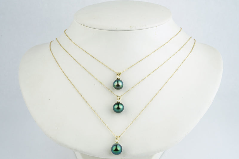 Tahitian Pearl & Opal Bright Blue-Green Étoile Necklace on 10K Gold