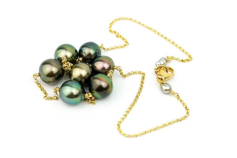 Aubergine Peacock Tin-Cup Tahitian Pearl Necklace