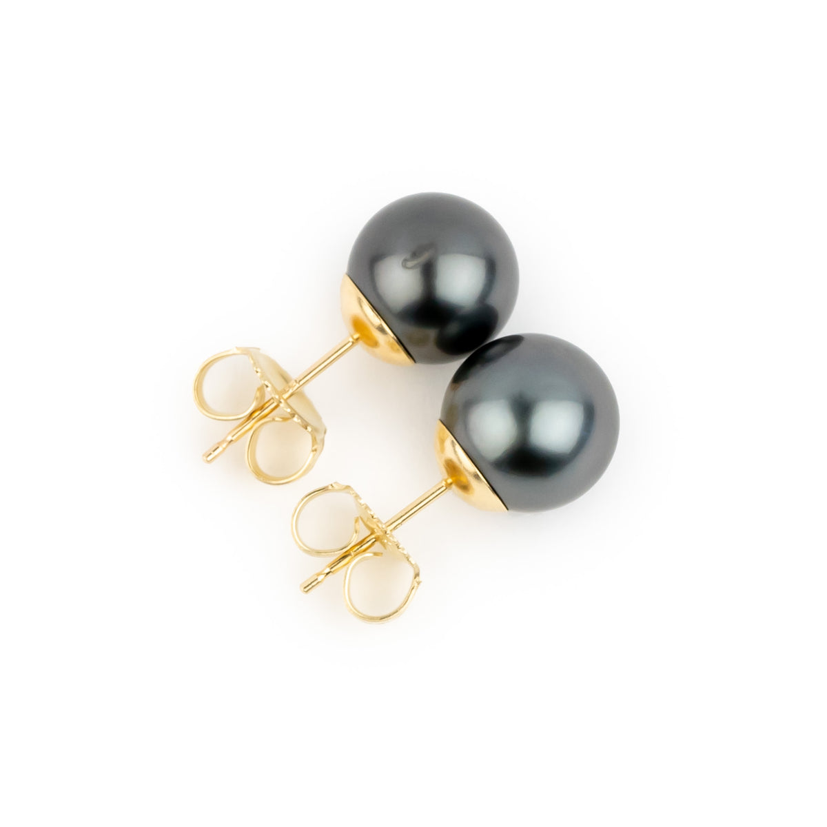 Dark Chrome 9-9.4mm Tahitian Pearl Stud Earrings