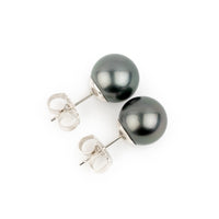 Dark Chrome 9-9.4mm Tahitian Pearl Stud Earrings