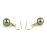 Tahitian Pearl & Diamond Aurora French Hook Earrings on 14K Yellow Gold