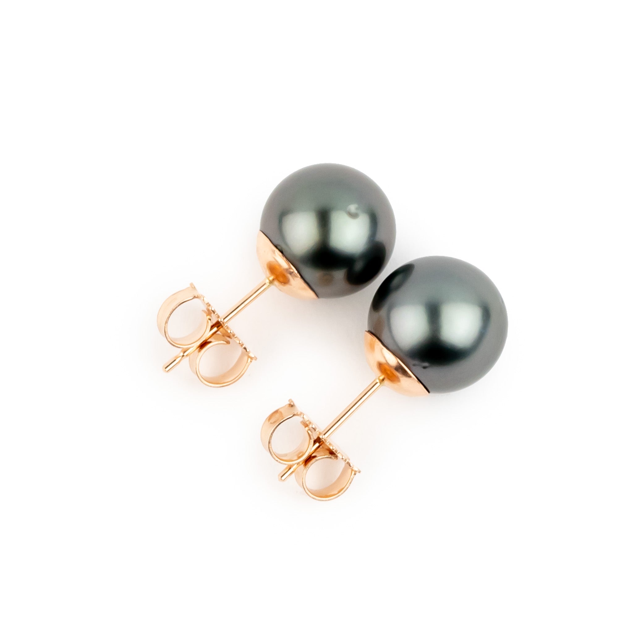 Dark Chrome 9-9.4mm Tahitian Pearl Stud Earrings