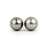 Rosy Pink-Green 8-8.7mm Tahitian Pearl Stud Earrings