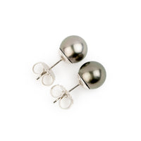 Rosy Pink-Green 8-8.7mm Tahitian Pearl Stud Earrings