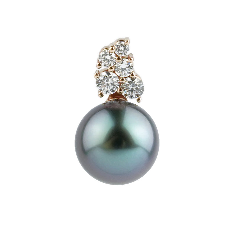 Lavender-Blue Tahitian Pearl & Diamond Asteria Pendant or Necklace on 14K Rose Gold