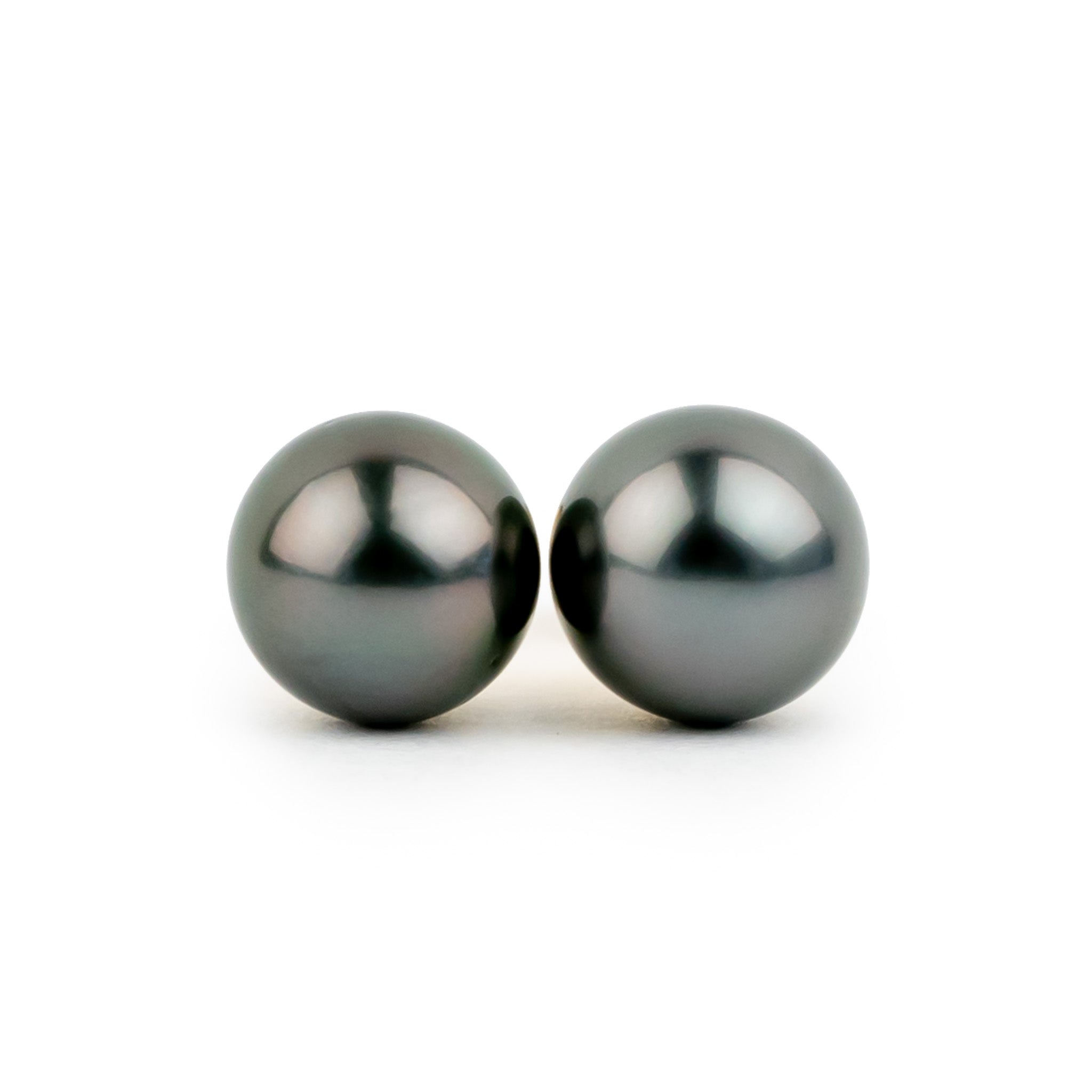 Dusky Pink Green 9-9.8mm Tahitian Pearl Stud Earrings