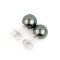 Dusky Pink Green 9-9.8mm Tahitian Pearl Stud Earrings