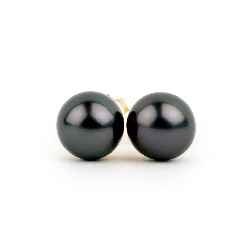 Eclipse Black 7.5-7.9mm Tahitian Pearl Stud Earrings