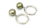 Golden Pistachio Tahitian Pearl Hoop Earrings (Sterling)