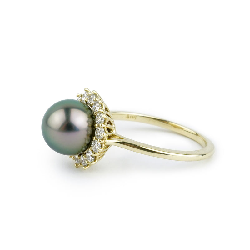 Tahitian Pearl & Diamond Soleil Ring