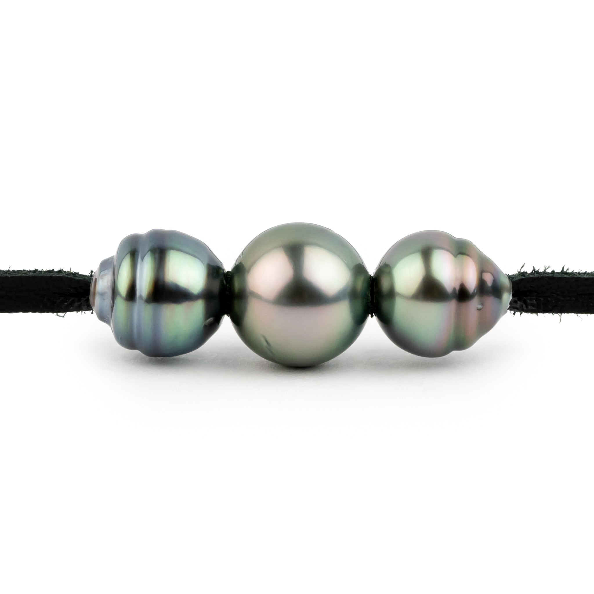 Glossy Greens 9.1-10.7mm Triple Eimeo Mana Necklace