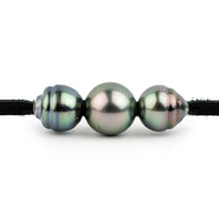 Glossy Greens 9.1-10.7mm Triple Eimeo Mana Necklace