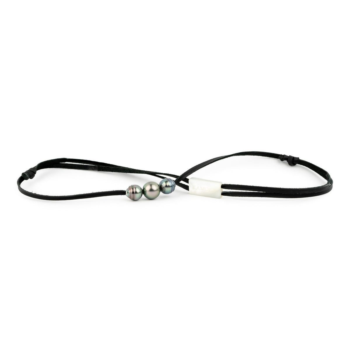 Glossy Greens 9.1-10.7mm Triple Eimeo Mana Necklace