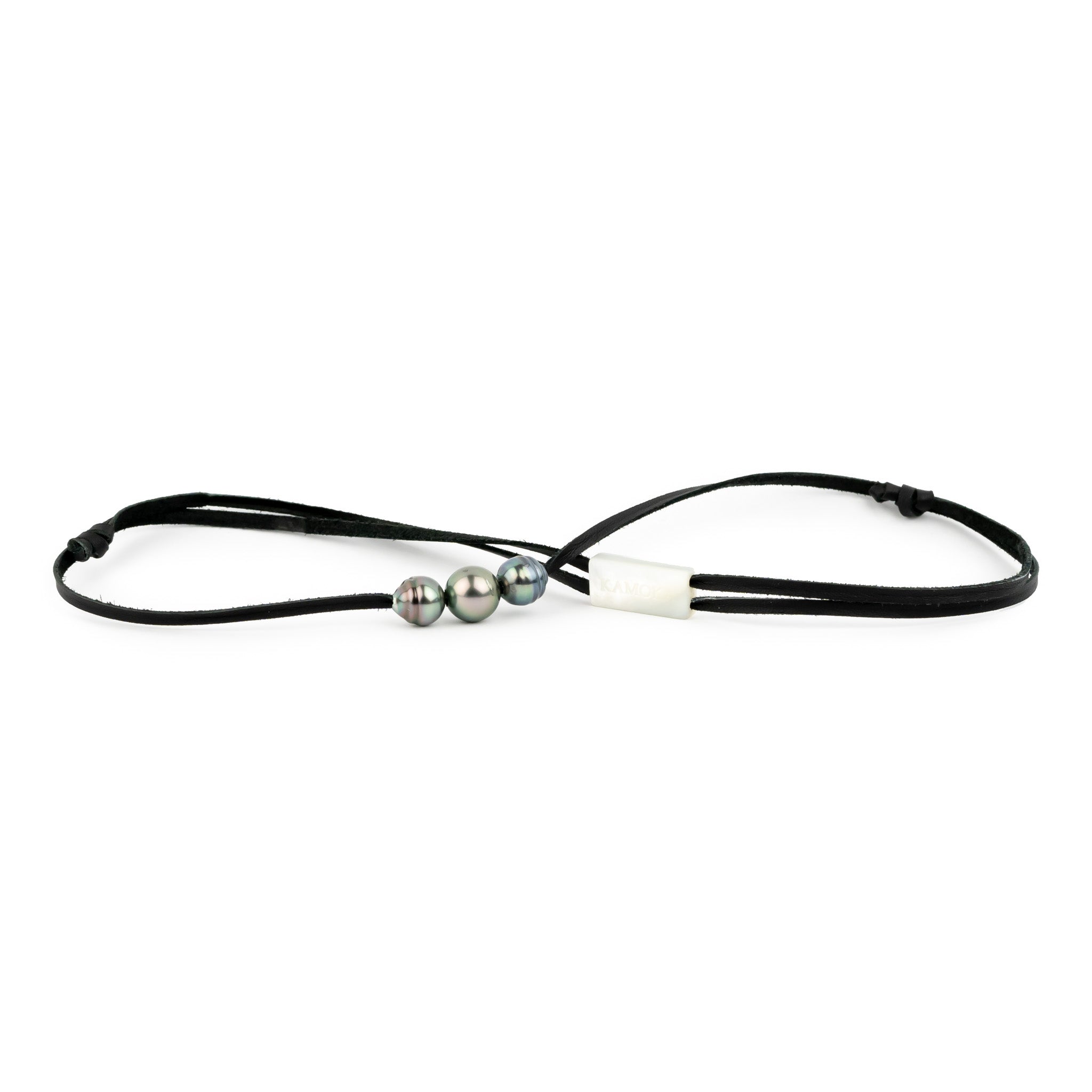 Glossy Greens 9.1-10.7mm Triple Eimeo Mana Necklace