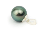 Silvery Blue-Green 9 to 9.5mm Tahitian Pearl Pendant on Sterling Silver