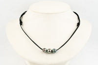 Glossy Greens 9.1-10.7mm Triple Eimeo Mana Necklace