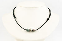 Fuchsia Blue 9-10.9mm Triple Eimeo Mana Necklace