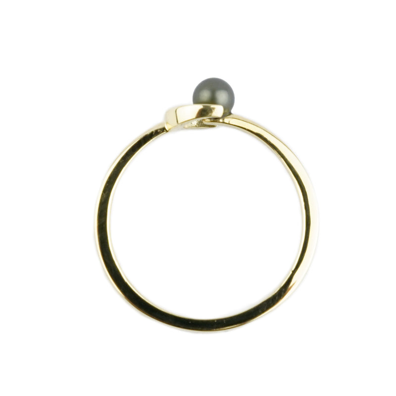Tahitian Keshi Crescent Moon Ring on 14K Gold