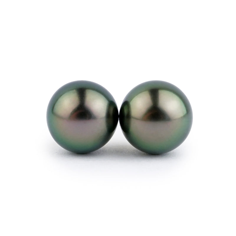 Aubergine Peacock 9.7mm Tahitian Pearl Stud Earrings