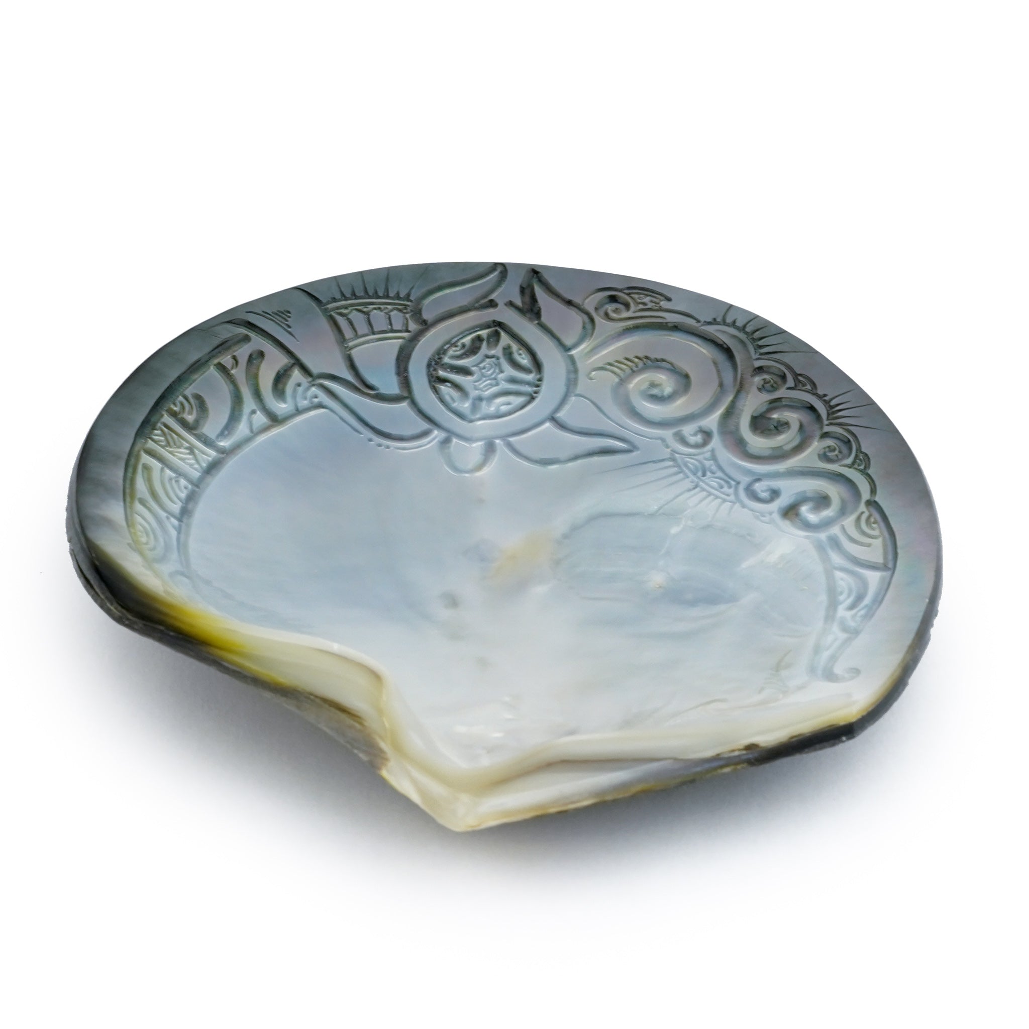 Sea Turtle Carved Blacklip Tahitian Pearl Oyster Shell
