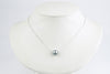 Silvery Blue 9.5mm Tahitian Pearl Solitaire Necklace on 14K White Gold