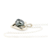Silver Heart Tahitian Keshi Pearl Necklace