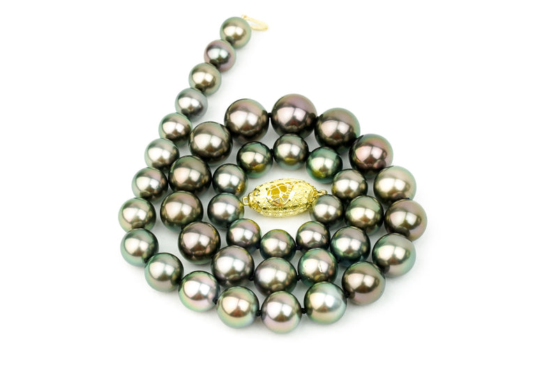 Pink Peacock Tahitian pearl 9 to 12.5mm AAAA grade necklace