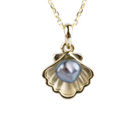 Tahitian Keshi Pearl 14K Yellow Gold Seashell Necklace