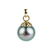 Flashy Pink Peacock 10.4mm Tahitian Pearl Filigree Pendant