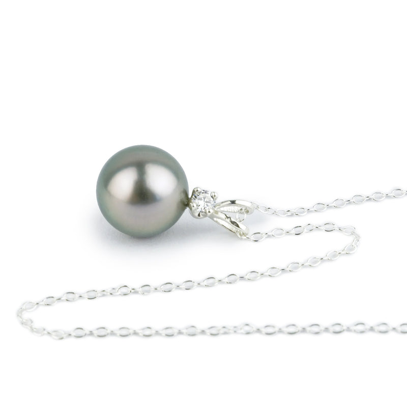 Tahitian Pearl & Diamond Silvery Pink Étoile Necklace on Sterling Silver