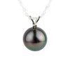 Plum Peacock 9.3mm Tahitian Pearl I'a Necklace on Sterling Silver