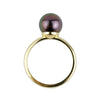 Vibrant Plum Peacock 9.2mm Tahitian Pearl Ring on 14k Yellow Gold