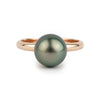 Glorious Green 9.3mm Tahitian Pearl Ring on 14k Rose Gold