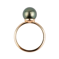 Glorious Green 9.3mm Tahitian Pearl Ring on 14k Rose Gold